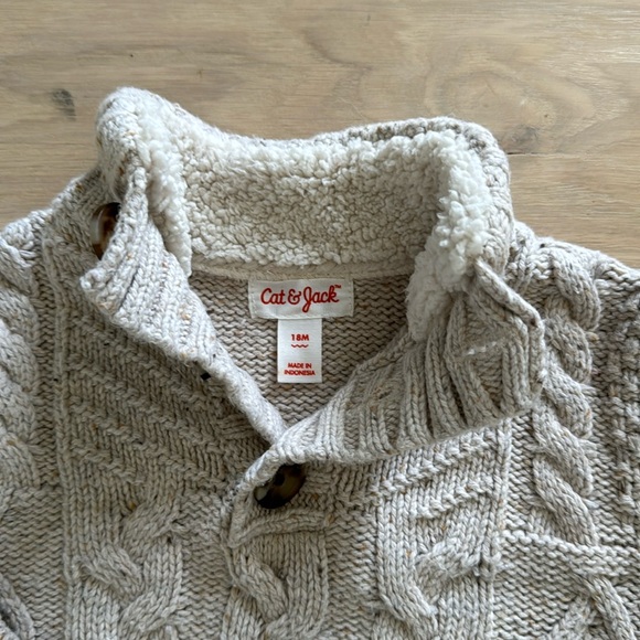 Toddler Boys’ Cat & Jack Cream Cable Knit Sweater - Picture 3 of 5